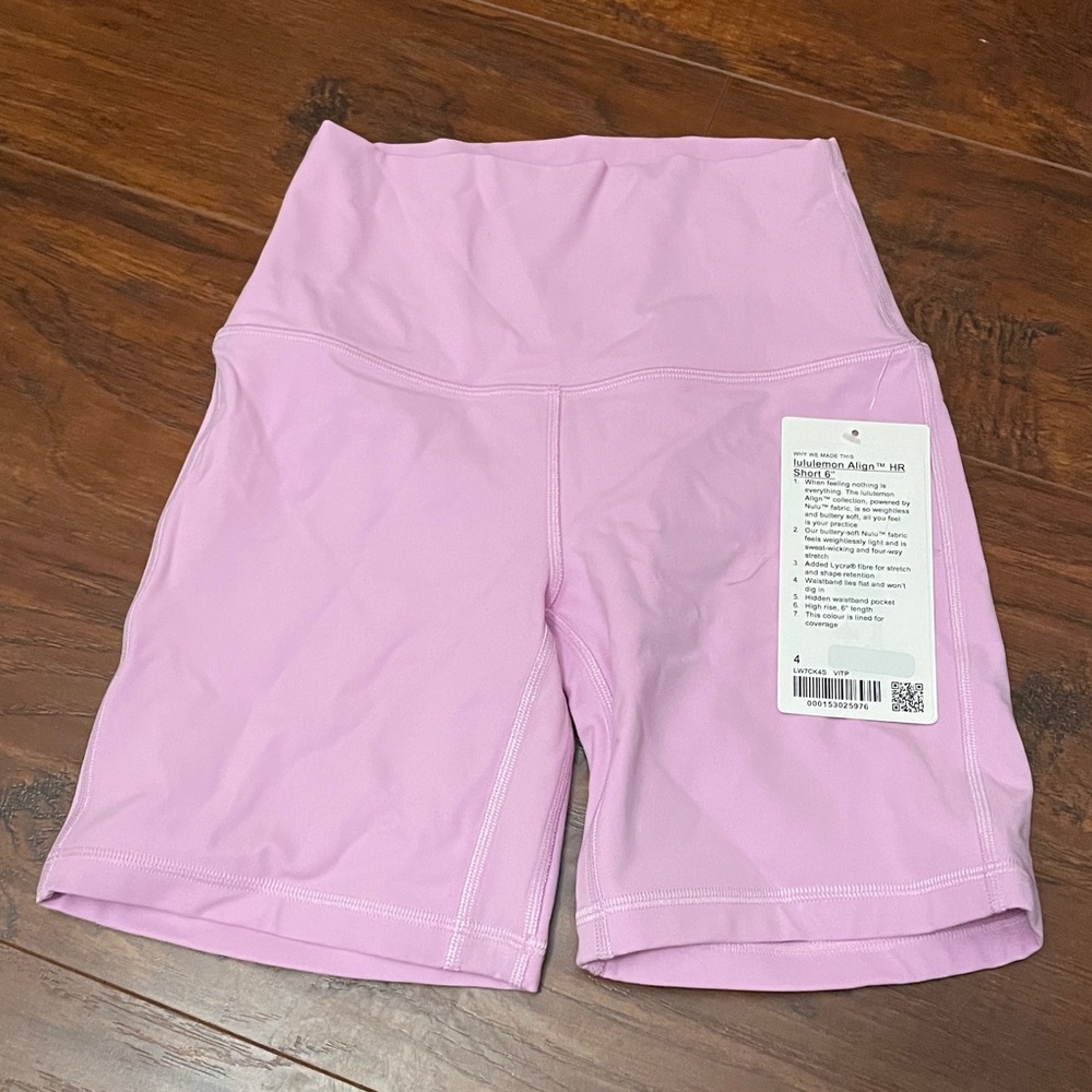 NWT Lululemon Athletica  High-Rise Shorts align short 6” Vita pink size 4